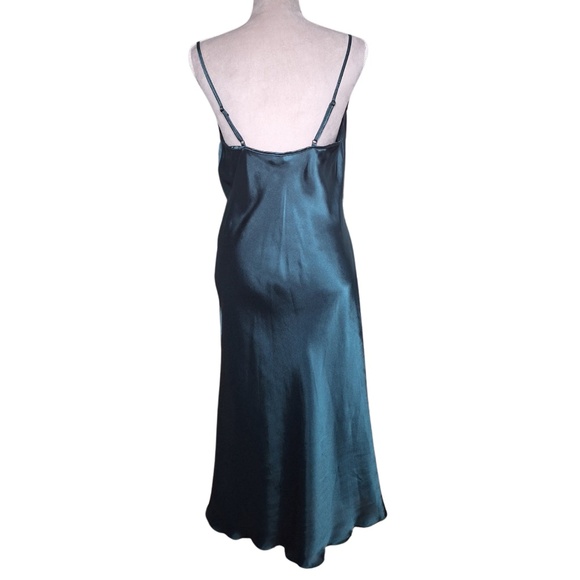 Bebe Teal Satin Slip Dress Sz M Cowl Neck Midi Dopamine Soft Glam Cocktail - Picture 4 of 10